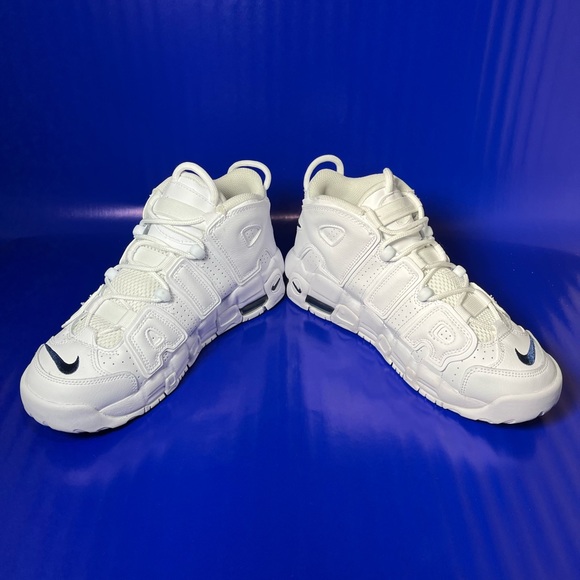 Nike Air More Uptempo Triple White GS Size 6.5Y Women 8 Same Day Shipping - Picture 2 of 8